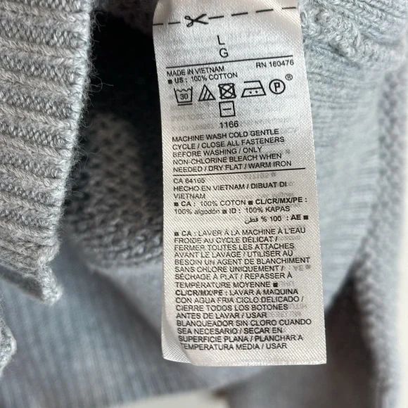 Old Navy Mesh Knit Cardigan Sweater Light Grey Cotton V-Neck Long Sleeve L - Picture 9 of 11